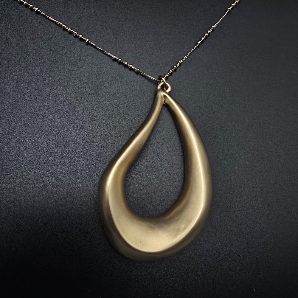 Free People Necklace Gold Tone Tear Drop Pendant NWT